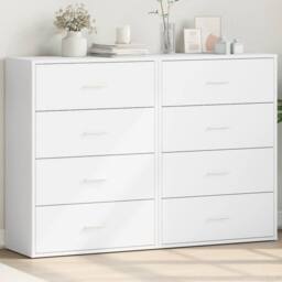 Berkfield Home Sideboards 2 pcs White 60x31x84 cm Engineered Wood - Size: 60 x 31 x 84 cm - thumbnail 2