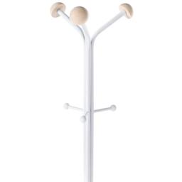 Wyld and Coco Freestanding Coat Rack White Powder Coat Steel Fir Wood Accents - thumbnail 3