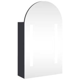 Berkfield Home Durable Bathroom Mirror Cabinet with LED Light Arched Grey 42x13x70 cm - Size: 42 x 13 x 70 cm - thumbnail 3