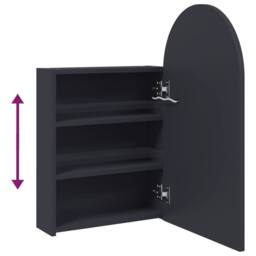 Berkfield Home Durable Bathroom Mirror Cabinet with LED Light Arched Grey 42x13x70 cm - Size: 42 x 13 x 70 cm - thumbnail 9