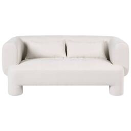 Wyld and Coco Curved 3-Piece White Fabric Sofa Set - Sofa Loveseat Armchair - thumbnail 3