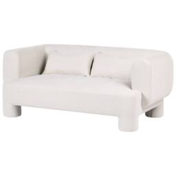 Wyld and Coco Curved 3-Piece White Fabric Sofa Set - Sofa Loveseat Armchair - thumbnail 5