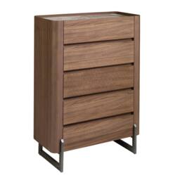 Angel Cerda Walnut Veneer Chiffonier with Porcelain Marble Top in Brown - thumbnail 1