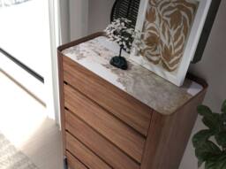 Angel Cerda Walnut Veneer Chiffonier with Porcelain Marble Top in Brown - thumbnail 5