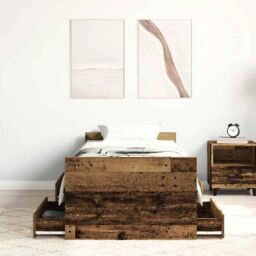 Berkfield Home Bed Frame without Mattress Old Wood 90x200cm Engineered Wood in Brown - Size: 90x200 cm - thumbnail 3