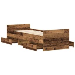 Berkfield Home Bed Frame without Mattress Old Wood 90x200cm Engineered Wood in Brown - Size: 90x200 cm - thumbnail 5