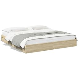 Berkfield Home Bed Frame with Drawers without Mattress Sonoma Oak 180x200 cm Super King in Brown - thumbnail 2