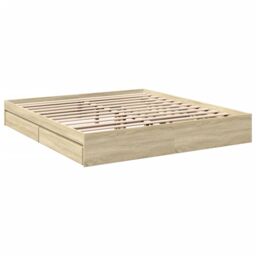 Berkfield Home Bed Frame with Drawers without Mattress Sonoma Oak 180x200 cm Super King in Brown - thumbnail 3