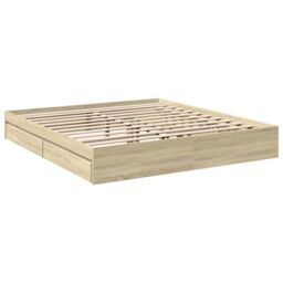 Berkfield Home Bed Frame with Drawers without Mattress Sonoma Oak 180x200 cm Super King in Brown - thumbnail 6