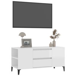 Berkfield Home TV Cabinet High Gloss White 102x44.5x50 cm Engineered Wood - thumbnail 4