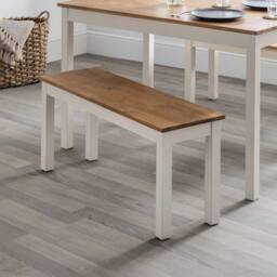 Cheshire Premium Oakridge Bench in Ivory & Oak - thumbnail 2