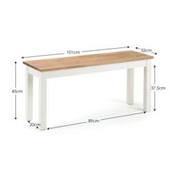 Cheshire Premium Oakridge Bench in Ivory & Oak - thumbnail 5