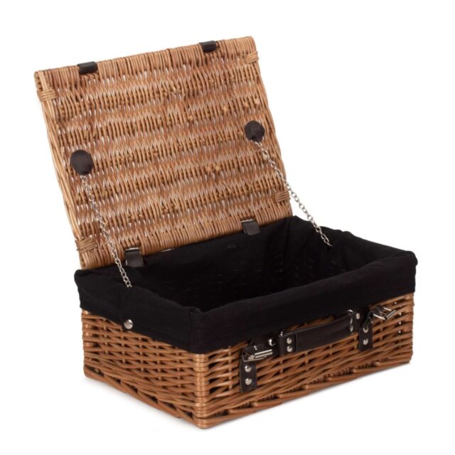 Red Hamper Wicker 36cm Double Steamed Picnic Basket with Cotton Lining in Light Brown - image 1