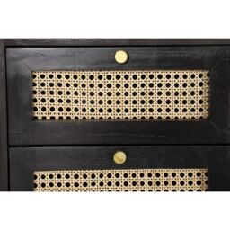 Jaipur Furniture Ltd Rattan Bedside Table 2 Drawer - Mango Wood/Iron - L45 x W45 x H55 cm - Black Finish with Natural Rattan - Assembly Required - thumbnail 5