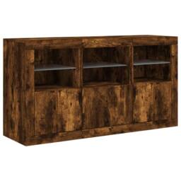 Berkfield Home Sideboard with LED Lights Smoked Oak 123x37x67 cm in Brown - Size: 123 x 37 x 67 cm - thumbnail 5
