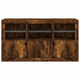 Berkfield Home Sideboard with LED Lights Smoked Oak 123x37x67 cm in Brown - Size: 123 x 37 x 67 cm - thumbnail 6