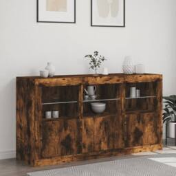 Berkfield Home Sideboard with LED Lights Smoked Oak 123x37x67 cm in Brown - Size: 123 x 37 x 67 cm - thumbnail 3