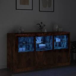 Berkfield Home Sideboard with LED Lights Smoked Oak 123x37x67 cm in Brown - Size: 123 x 37 x 67 cm - thumbnail 4
