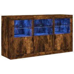 Berkfield Home Sideboard with LED Lights Smoked Oak 123x37x67 cm in Brown - Size: 123 x 37 x 67 cm - thumbnail 2