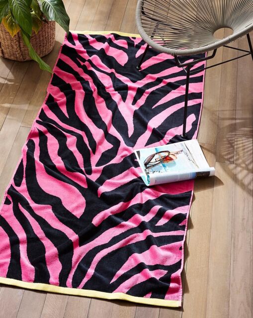 Allure Bath Fashions Jumbo Zebra Print Beach Towel 90 x 180cm - 100% Cotton in Pink - image 1