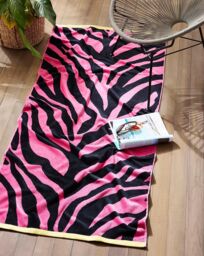 Allure Bath Fashions Jumbo Zebra Print Beach Towel 90 x 180cm - 100% Cotton in Pink - thumbnail 1
