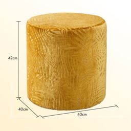 Beautify Bloom Velvet Mustard Yellow Living Room Upholstered Footstool - thumbnail 8
