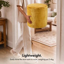 Beautify Bloom Velvet Mustard Yellow Living Room Upholstered Footstool - thumbnail 6