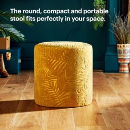 Beautify Bloom Velvet Mustard Yellow Living Room Upholstered Footstool - thumbnail 3
