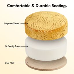 Beautify Bloom Velvet Mustard Yellow Living Room Upholstered Footstool - thumbnail 7
