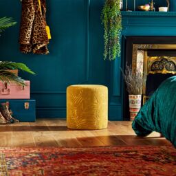 Beautify Bloom Velvet Mustard Yellow Living Room Upholstered Footstool - thumbnail 2