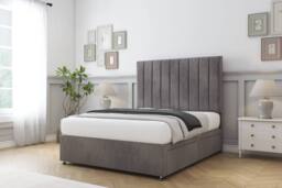 "Sloomy Kansas Naples Divan Bed 4 Drawers With 54"" Floor Standing Headboard in Grey - Size: Small Double" - thumbnail 3