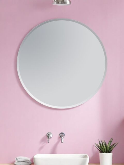 Showerdrape Fitzrovia Round Wall Mounted Frameless Bevelled Edge Bathroom Mirror 60 x 60cm in Silver - Size: Large - image 1
