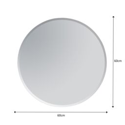 Showerdrape Fitzrovia Round Wall Mounted Frameless Bevelled Edge Bathroom Mirror 60 x 60cm in Silver - Size: Large - thumbnail 2