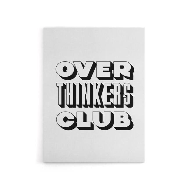 "Artery8 Overthinkers Club Black & White Simple Modern Canvas Wall Art Print - Size: W12"" x H16""" - image 1