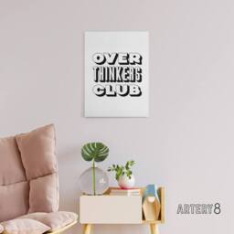 "Artery8 Overthinkers Club Black & White Simple Modern Canvas Wall Art Print - Size: W12"" x H16""" - thumbnail 3