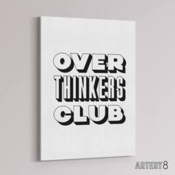 "Artery8 Overthinkers Club Black & White Simple Modern Canvas Wall Art Print - Size: W12"" x H16""" - thumbnail 2