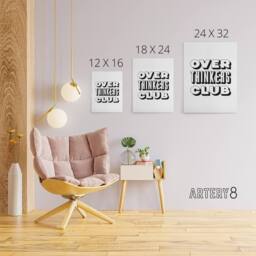 "Artery8 Overthinkers Club Black & White Simple Modern Canvas Wall Art Print - Size: W12"" x H16""" - thumbnail 4
