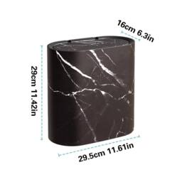 Kelvenix Black Slim Marble Pattern Bathroom Trash Can with Press Lid - Size: 0.6m2 - thumbnail 2