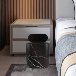 Kelvenix Black Slim Marble Pattern Bathroom Trash Can with Press Lid - Size: 0.6m2 - thumbnail 4