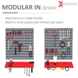 DURHAND 54 Pcs On-Wall Tool Equipment Holding Pegboard Home Garage Organiser in Red - thumbnail 5