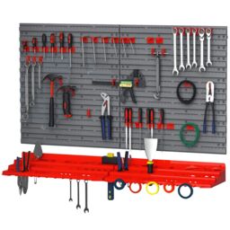 DURHAND 54 Pcs On-Wall Tool Equipment Holding Pegboard Home Garage Organiser in Red - thumbnail 2