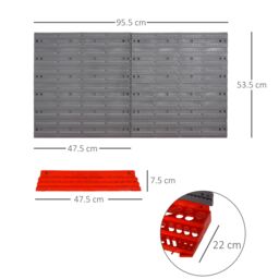 DURHAND 54 Pcs On-Wall Tool Equipment Holding Pegboard Home Garage Organiser in Red - thumbnail 3