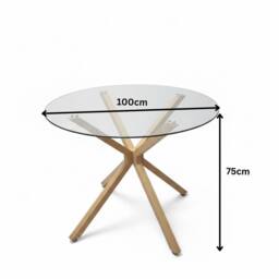 KOSY KOALA Round Glass Dining Table Set With 4 Grey Chairs Dining Room Furniture - thumbnail 3