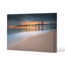 Benjamin Tate Design Wood bridge sunset at sea thailand (Canvas Print) / 114 x 77 x 4cm in Natural - Size: 114 x 77 x 4 cm - thumbnail 1