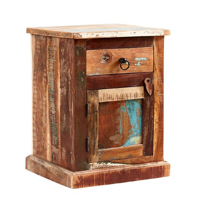 Indian Hub Coastal Bedside Table - Wood - L40 x W45 x H60 cm in Brown - image 1