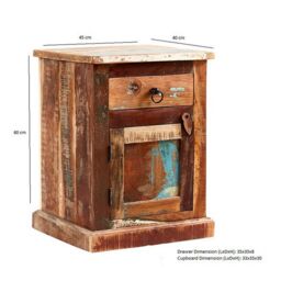 Indian Hub Coastal Bedside Table - Wood - L40 x W45 x H60 cm in Brown - thumbnail 3