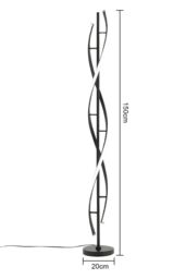 Living and Home Contemporary LED Floor Lamp in Black - thumbnail 4