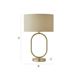 ValueLights Antonia Fabric Drum Lamp Shade Brushed Gold Oval Table Lamp in Natural - thumbnail 7