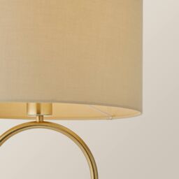 ValueLights Antonia Fabric Drum Lamp Shade Brushed Gold Oval Table Lamp in Natural - thumbnail 4