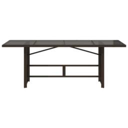 Berkfield Home Garden Table with Glass Top Brown 190x80x75 cm Poly Rattan - Size: 190 x 80 x 75 cm - thumbnail 4